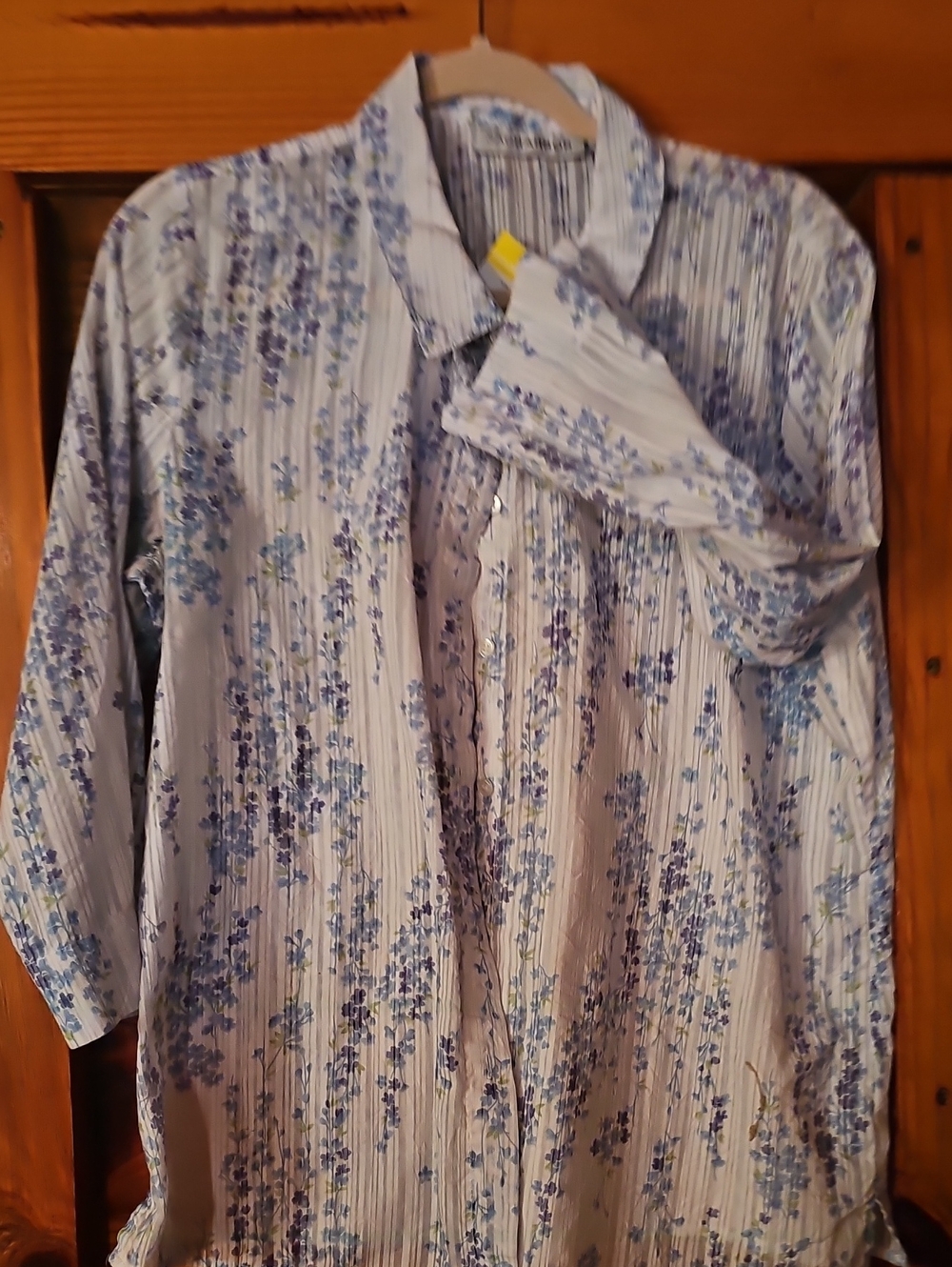 Sag Harbor Light Blue Floral Stripe Button-Down Shirt